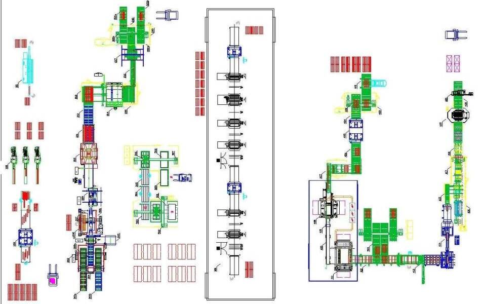 Systemy transportowe - Lines for automation systems - plant for 2 layers parquet production