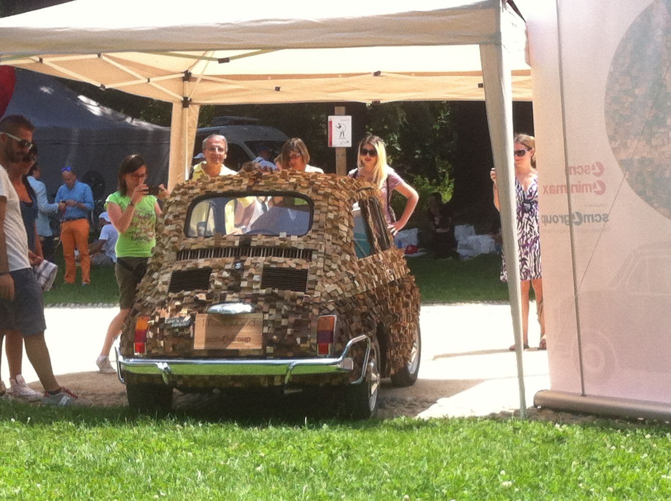 Kube I feel wood, most photographed Fiat 500 at the Birthday celebrations held at the splendid settings of the Parco Sempione in the heart of Milan.
