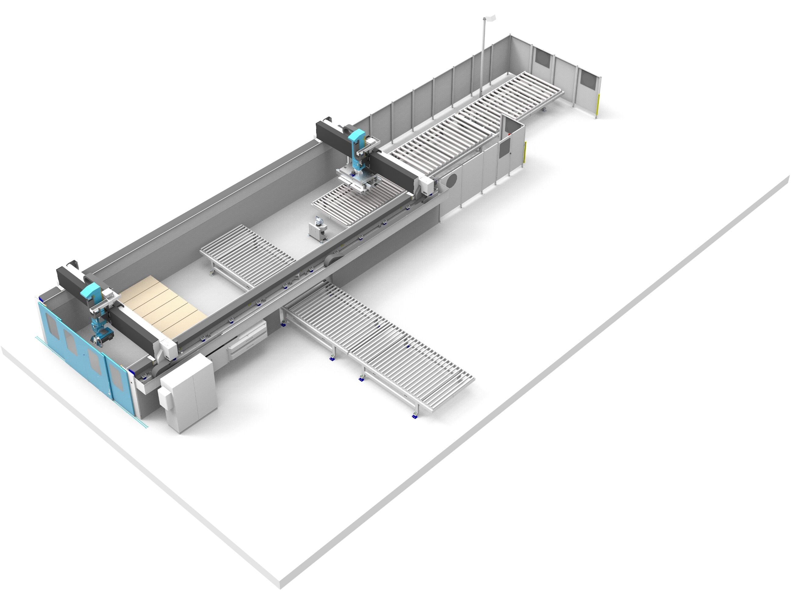 Double bridge cutting lines to separate the primary cutting phase from the following unloading phases