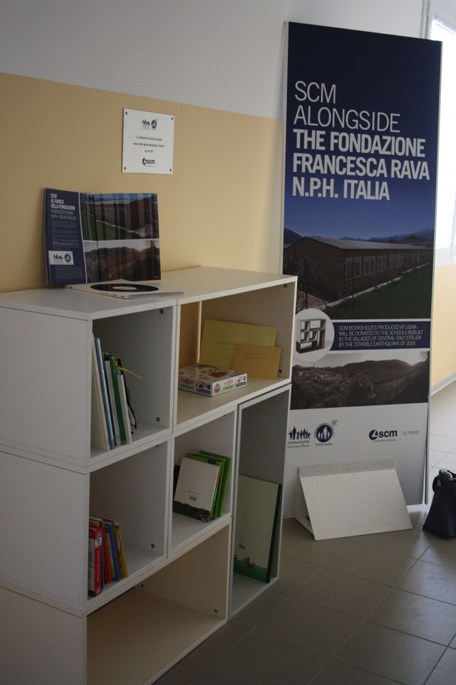 SCM donates the bookshelves to the schools hit by the earthquake in Norcia and Cascia